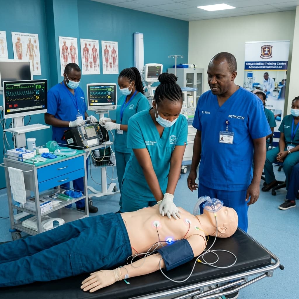 Medical simulation lab training class in Kenya